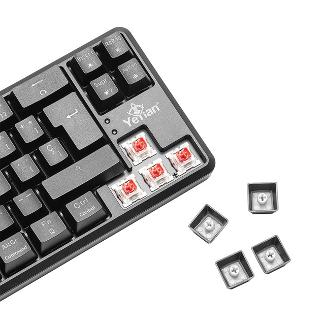 Teclado Gamer Bluetooth Yeyian Akil Series 3500 - Mecánico - Switch Rojo - 65% TKL - Negro - LED RGB - YTM-28209R