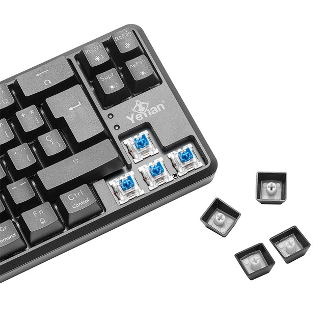 Teclado Gamer Bluetooth Yeyian Akil Series 3500 - Mecánico - Switch Azul - 65% TKL - Negro - LED RGB - YTM-28210B