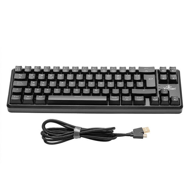 Teclado Gamer Bluetooth Yeyian Akil Series 3500 - Mecánico - Switch Azul - 65% TKL - Negro - LED RGB - YTM-28210B