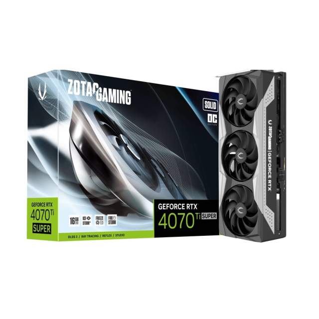 Tarjeta de Video ZOTAC Gaming GeForce RTX 4070 Ti SUPER Solid | 16GB GDDR6X | 256-bit | DisplayPort / HDMI | ZT-D40730RC-10P