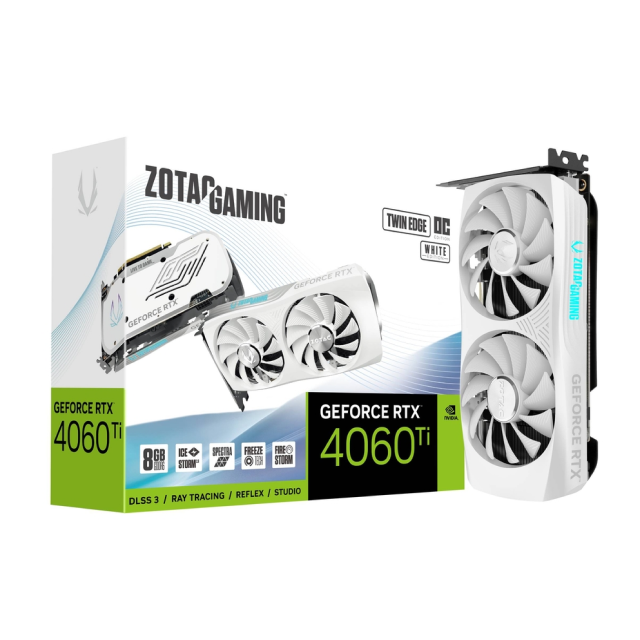 Tarjeta de video Zotac Gaming Twin Edge RTX 4060 Ti | 8GB | OC | Color blanco | ZT-D40610Q-10M