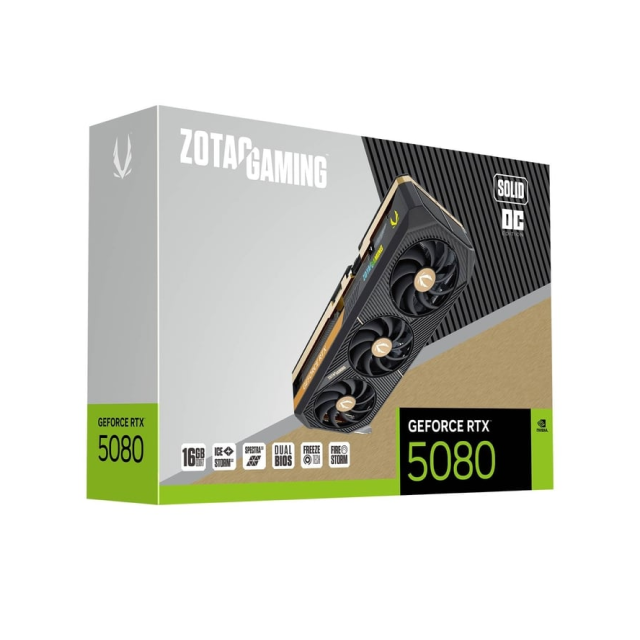 PREVENTA | Tarjeta de Video Zotac GeForce RTX 5080 SOLID OC | 16GB GDDR7 | 256-bit | PCI Express 5.0 x 16 | DisplayPort x 3 / HDMI x 1 | ZT-B50800J-10P