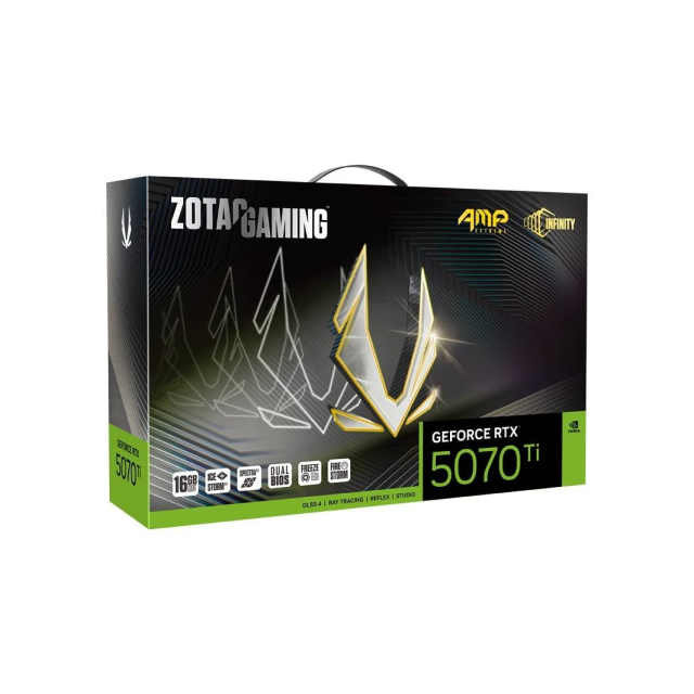 Tarjeta de Video ZOTAC GeForce RTX 5070 Ti AMP Extreme INFINITY | 16GB GDDR7 | 256-bit | PCI Express 5.0 | DisplayPort 2.1b / HDMI | ZT-B50710B-10P