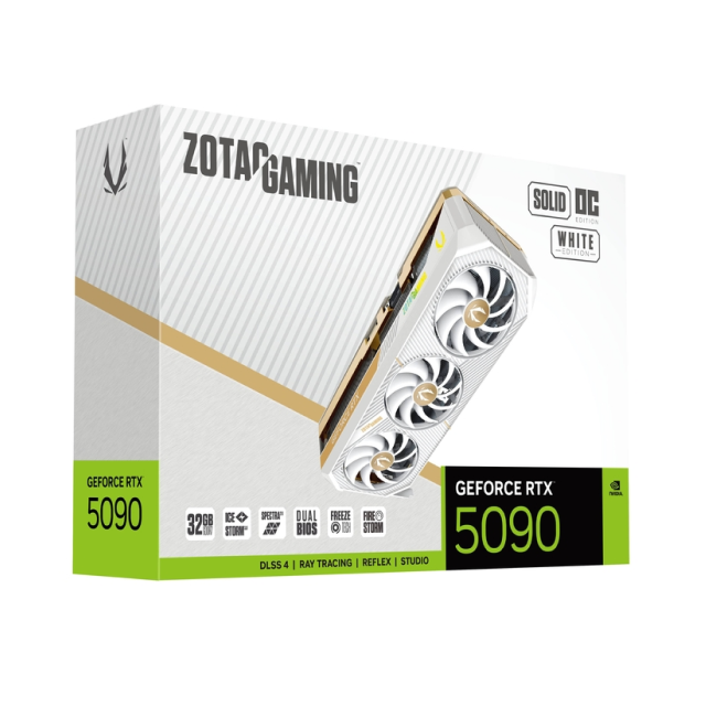 Tarjeta de Video NVIDIA RTX 5090 ZOTAC SOLID OC White Edition | 32GB GDDR7 | 1x HDMI / 3x DisplayPort | PCI Express 5.0 | Blanco | ZT-B50900Q-10P