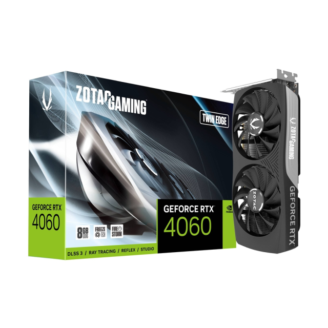 Tarjeta de Video Zotac GeForce RTX 4060 Twin Edge | 8GB GDDR6 | PCIe 4.0 | ZT-D40600E-10M