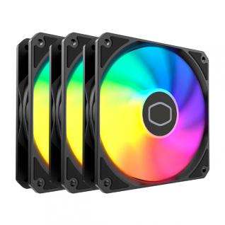 Kit de Ventiladores Cooler Master MF120 Lite │ 3×120 mm │ ARGB │ PWM Dinámico hasta 1,750 RPM │Negro │ MFW-B2DN-173PA-R1