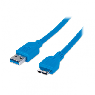 Cable Manhattan USB A (Macho) - Micro USB B (Macho) | 5 Gbps | 2 metros | Color Azul | 325424