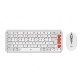 Kit de Teclado y Mouse Inalámbrico Logitech POP Icon Combo | Bluetooth | Baterías Incluidas | Español | Blanco / Naranja | 920-013055