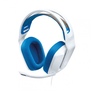 Diadema Gamer Al&aacute;mbrica Logitech G G335 | Micr&oacute;fono Cardioide Flexible | Funci&oacute;n Flip-to-Mute | Plug and Play | Ligero 240 g | Transductores 40mm | Jack 3.5mm | PC / M&oacute;vil / Xbox / PS / Nintendo Switch / Switch 2 | Blanco / Azul | 981-001017