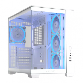 Gabinete ASUS A32 PLUS | Media Torre | ATX / Micro ATX / Mini ITX | 2 x USB A / 1 x USB C | Incluye 4 Ventiladores ARGB | Cristal Templado Panor&aacute;mico | Blanco | A32 PLUS/WT/TG/ARGB