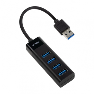 HUB USB Acteck Port X3 DH425 | Conexión a PC USB-A | 5 Gbps | 4 Puertos USB-A | USB 3.0 | Negro | AC-934664