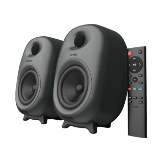 Bocinas Inal&aacute;mbricas Acteck Dynamic Exact BS685 | Sistema 2.0 Est&eacute;reo | 80W RMS | Bluetooth / AUX RCA / &Oacute;ptica / HDMI ARC / USB-A | Ajustador de Graves y Medios | Incluye Control Remoto | Negro | AC-935210