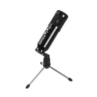 Micrófono de Condensador Acteck Devo Plus MC455 | Supercardioide | Conexión USB | Incluye Trípode y Filtro | Streaming / Podcast | Negro | AC-936446