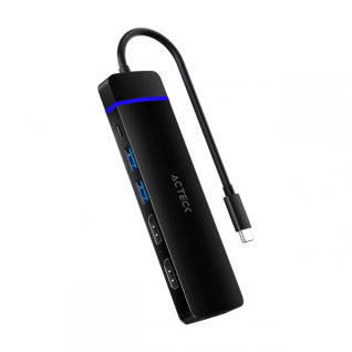 HUB Multipuerto USB-C Acteck Gate 8V DH676 8 en 1 | Conexión a PC USB-C | 2x HDMI 4K / DisplayPort 4K / USB-C PD 100W / 2x USB 3.0 / SD / microSD | Windows / macOS / Linux | Negro | AC-936477