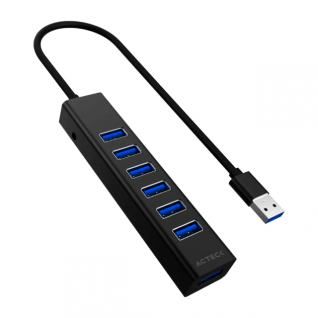 HUB USB Acteck Port X7C DH607 | Conexión a PC USB-A | 5 Gbps | 7 Puertos USB-A | USB 3.0 | Negro | AC-937030
