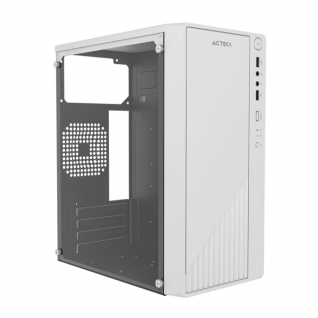 Gabinete Acteck Kioto GC220 | Mini Torre | Micro ATX / Mini ITX | 2 x USB-A | Incluye Fuente de Poder 500W | Cristal Templado | Blanco | AC-939522