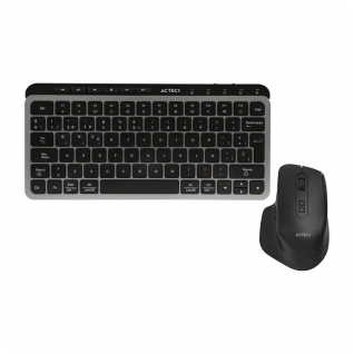 Kit de Teclado y Mouse Inalámbrico Acteck Creator Krea MK750 | Membrana Tipo Tijera | 75% | Multidispositivo | Teclas Silenciosas | 800 a 2000 DPI | 2.4 GHz / Bluetooth | Windows / Mac | Español | Negro / Gris | AC-940177