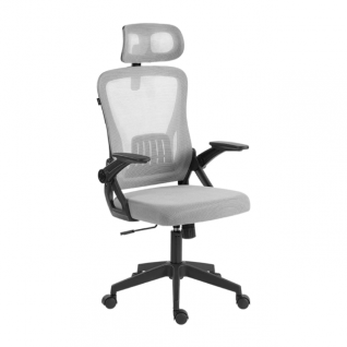 Silla de Oficina Acteck Flux Lite EC313HR | Hasta 100 kg | Respaldo de Malla Transpirable | Cabecera y Soporte Lumbar | Reposabrazos Ajustables | Base de Pl&aacute;stico | Inclinaci&oacute;n de Hasta 120 Grados | Negro / Gris | AC-943376