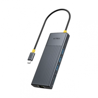 HUB USB Acteck Nexus Dock Pro HN930 | 9 en 1 | Conexi&oacute;n a PC USB-C | 1x HDMI 2.1 4K 60Hz / 3x USB-A / 1x USB-C / 1x USB-C PD 100W / 1x Lector SD / 1x Lector MicroSD / 1x Ethernet RJ45 | Gris | AC-944618