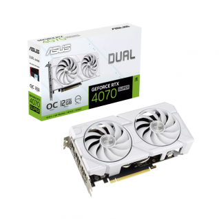 Tarjeta de Video ASUS Dual RTX 4060 Super Evo White OC | 12GB | GDDR6X |  PCI Express 4.0 |  192-bit | HDMI x 1 / DisplayPort x 3 | DUAL-RTX4070S-O12G-EVO-WHITE