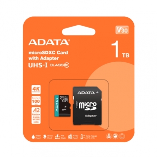 Memoria microSDXC/SDHC ADATA Premier Pro | 1TB | UHS-I Clase 10 | Clase V30 | A2 | 100MB/s Lectura | 85MB/s Escritura | Incluye Adaptador | AUSDX1TUI3V30SA2-RA1