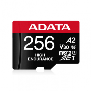 Memoria microSDXC ADATA High Endurance | 256GB | UHS-I U3 Clase 10 | Clase V30 | A2 | 100MB/s Lectura | 85MB/s Escritura | AUSDX256GUI3V30SHA2-RA1