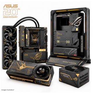 Bundle PC Gaming ASUS ROG 20th Anniversary | Tarjeta Madre ROG Crosshair X870E Edition 20 | Enfriamiento L&iacute;quido AIO ROG | GeForce RTX 5090 Astral 20th Anniversary | Gabinete ROG GR20 Edition 20 | Fuente de Poder ROG Thor 3000W Titanium III 