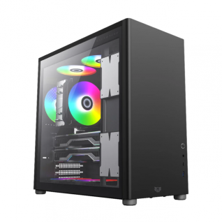 Gabinete Balam Rush Eris Jet GM985 | Media Torre | ATX / Micro-ATX / Mini-ITX | USB 3.0 | Cristal Templado | Negro | BR-935661