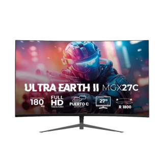 Monitor Gamer Curvo Balam Rush Ultra Earth II MGX27C | 27" | 1920 x 1080 (FHD) | VA | 180 Hz | 1 ms | 1800R | FreeSync / G-Sync | HDMI 1.4 / DisplayPort 1.2 / USB-C / Jack 3.5mm | Negro | BR-938273