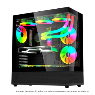 Gabinete Balam Rush Tank Super 9200 TB | Media Torre | ATX / Micro ATX / Mini ITX | 2 x USB A / 1 x USB C | Incluye 3 Ventiladores ARGB | Cristal Templado Panor&aacute;mico | Negro | BR-938723