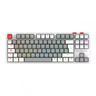 Teclado Gamer Mec&aacute;nico Inal&aacute;mbrico Balam Rush Level Pro GK990 | 80% | Switch Red | Teclas Multimedia | 2.4 GHz / Bluetooth 5.0 / Cable | Espa&ntilde;ol | RGB | Gris / Blanco | BR-940689