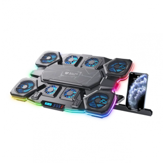 Base Enfriadora para Laptop Acteck Balam Rush Eolox Cryotech EF780 | Laptops de Hasta 17&Prime; | 9 Ventiladores | Placa Termoel&eacute;ctrica | Hasta 3000 RPM | RGB | Aluminio | BR-941112