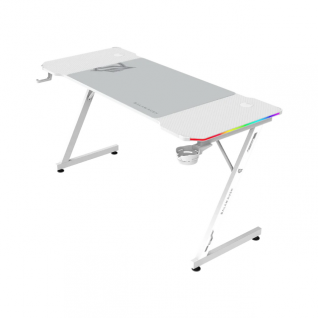 Escritorio Gamer Balamrush Olympus Spot Glow MRX6000 | 140 x 60 | Hasta 100kg | RGB | Porta Vasos/Audifonos | Incluye Mousepad | Color Blanco | BR-941402