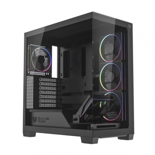 Gabinete Balam Rush Tank Polar 7900 | Media Torre | ATX / Micro ATX / Mini ITX | 2 x USB-A / 1 x USB-C | Incluye 5 Ventiladores ARGB | Cristal Templado Panor&aacute;mico | Negro | BR-941471