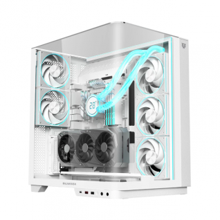 Gabinete Balam Rush Tank Expert Curve 7800 | Media Torre | ATX / Micro-ATX / Mini-ITX | USB-C / USB 3.0 / USB 2.0 | Cristal Templado Curvo | Doble C&aacute;mara | Incluye 5 Ventiladores ARGB | Blanco | BR-941563