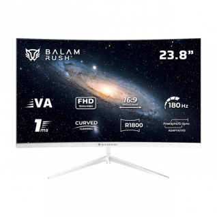 Monitor Curvo Acteck Balam Rush Andromeda MAG24Y | 23.8" | FHD | 1920 x 1080 (VA) | 180 Hz | 1 ms | R1800 | FreeSync / G-Sync | RGB | Blanco |  BR-943048