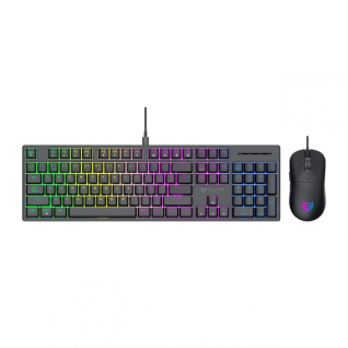 Kit de Teclado y Mouse Alámbrico Balam Rush Fusion Vanguard CKG690 | Mecánico | 100% | Switch Lineal Red | 1200 a 3600 DPI | Sensor Óptico | USB-A | Windows / Mac / Android | Español | RGB Rainbow | Negro | BR-945745