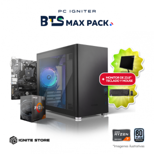 PC Igniter BTS Max Pack | R7 5700G | 16GB de RAM | SSD 512GB + Kit Teclado y Mouse + Monitor 23.8" + Adaptador Wi-Fi