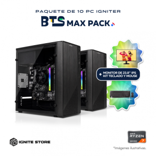Paquete 10 PC Igniter BTS Max Pack | Equipos de C&oacute;mputo para Oficina y Escuela | AMD Ryzen 7 5700G | 16GB DDR4 | SSD 480GB + Monitor 23.8" IPS + Kit Teclado y Mouse + Adaptador Wi-Fi de Regalo