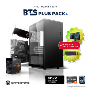 PC Igniter BTS Plus Pack | R5 4500 | RX550 2GB | 16GB de RAM | SSD 512GB + Kit Teclado y Mouse + Monitor 22" + Adaptador Wi-Fi