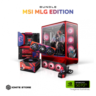 Bundle MSI MLG Edition | GPU RTX 5070 Ti | Tarjeta Madre B850 | Enfriamiento Líquido CORE LIQUID A17 360 ARGB | Fuente de Poder A850GLS de 850W | Gabinete PANO 130R