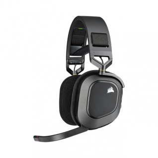 Diadema Inalámbrica Corsair HS80 RGB WIRELESS | Audio Espacial | Inalámbrico por Receptor USB |  PC/MAC/Playstation | Micrófono | Color Carbón | CA-9011235-NA