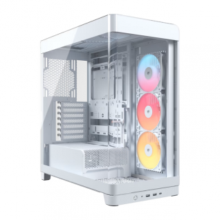 Gabinete Corsair FRAME 4500X RS-R ARGB | Torre Completa | E-ATX / ATX / Micro-ATX / Mini-ITX | USB 3.2 / USB-A / USB-C | Cristal Templado Panor&aacute;mico Curvo | Incluye 3 Ventiladores ARGB | Blanco | CC-9011315-WW