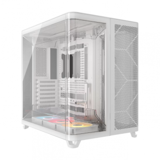 Gabinete Corsair Air 5400 RS ARGB | Media Torre | E-ATX / ATX / Micro-ATX / Mini-ITX | USB 3.2 | 3 Ventiladores ARGB Preinstalados | Diseño Panorámico con Cristal Templado | Triple Cámara | Blanco | CC-9011319-WW