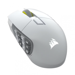 Mouse Gamer Inal&aacute;mbrico CORSAIR SCIMITAR ELITE WIRELESS SE | Hasta 33000 DPI | Sensor &Oacute;ptico MARKSMAN S | 114 g | 16 Botones Programables | Bluetooth / SLIPSTREAM Wireless / 2.4 GHz | Hasta 150 Horas de Bater&iacute;a | RGB | Blanco | CH-9314011-WW