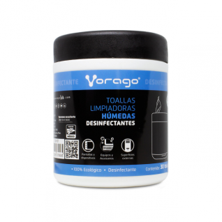 Toallas Húmedas Desinfectantes Vorago CLN-107 | Ideal para Limpieza de Pantallas, Equipos y Superficies | Bote con 30 Piezas | CLN-107