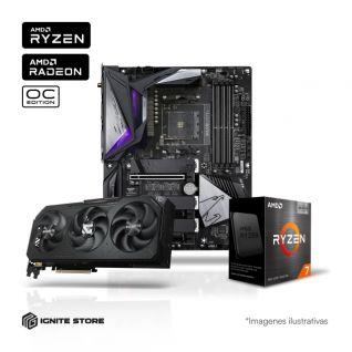 Combo Upgrade RX 9070 XT: GIGABYTE Power Pack | Procesador AMD Ryzen 7 5700X3D + Tarjeta Madre GIGABYTE B550 Aorus Master ATX + Tarjeta de Video GIGABYTE Radeon RX9070 XT Gaming OC
