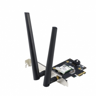Tarjeta de Red ASUS PCE-AX1800 Wi-Fi 6 AX1800 | PCI Express | Dual Band 2.4GHz / 5GHz | Hasta 1800 Mbps | Bluetooth 5.2 | Antenas Externas | Windows 10 x64 | Negro | PCE-AX1800