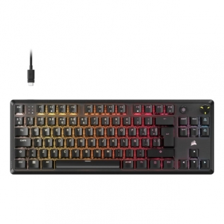 Teclado Gamer Corsair K70 Core TKL RGB | Teclado Mecánico | Formato TKL | Switches MLX Red | Iluminación LED RGB | Conexión USB Alámbrica | Color Negro | Distribución en Inglés | CH-911911E-NA