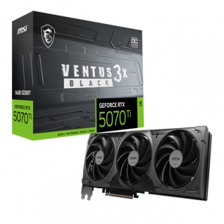 Tarjeta Gráfica MSI GeForce RTX 5070 Ti VENTUS 3X OC | PCI Express 5.0 x16 | 16 GB GDDR7 | Bus 256-bit | Uso Gaming y Alto Rendimiento | RTX 5070 Ti 16G VENTUS 3X OC BLACK